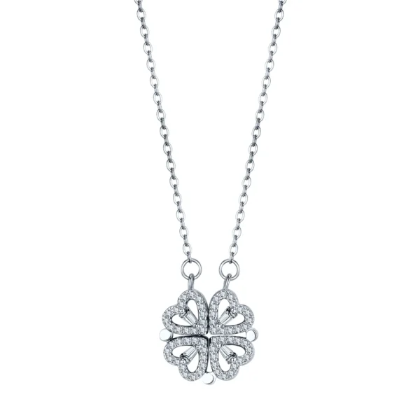 Silver Clover Hearts Necklace